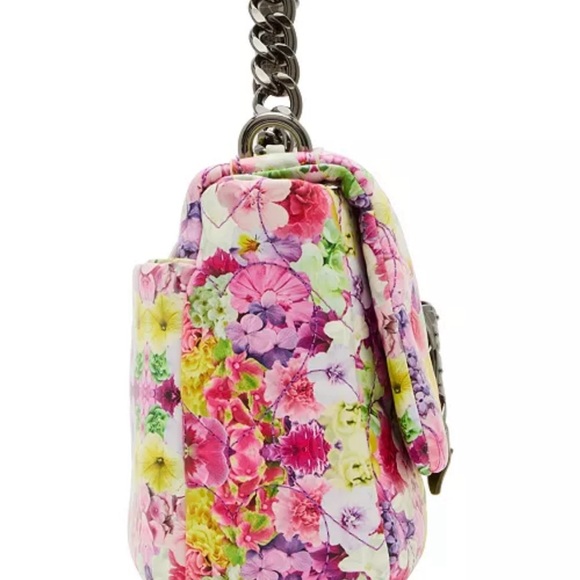 NWT! Betsy Johnson Floral Butterfly Chain Quilted Heart Puff Crossbody Bag - Picture 4 of 11